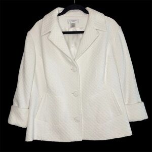 Nine West White Textured Blazer 18W 2X